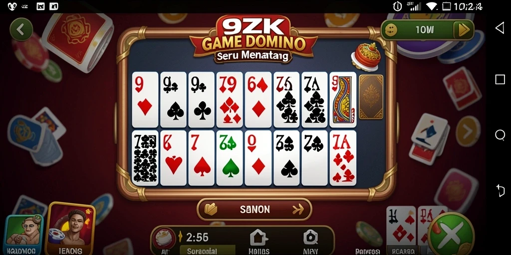 Tampilan gameplay 9ZK dengan grafis menarik saat bermain Domino.