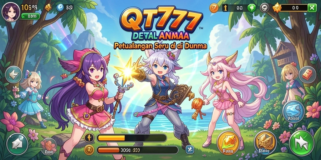 Tampilan utama gameplay QT777 yang seru dan penuh warna.