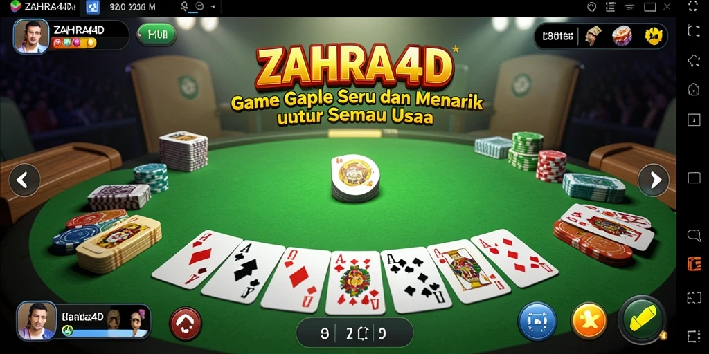 Tampilan gameplay ZAHRA4D yang menarik saat bermain Gaple.